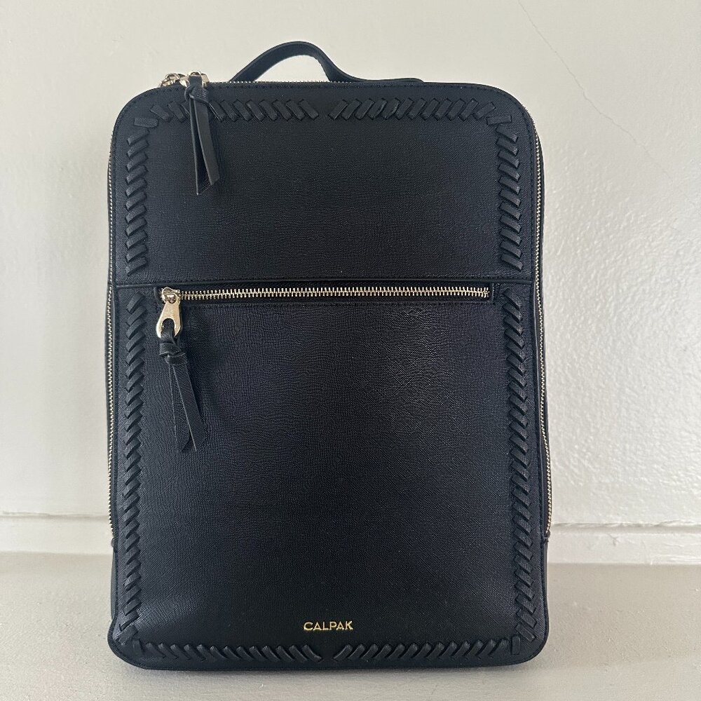 CALPAK Kaya Laptop Backpack – Black Faux Leather